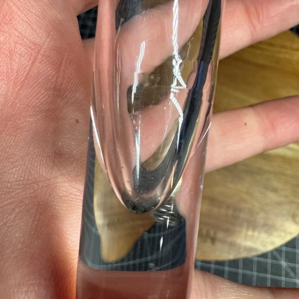 Vintage Controlled Bubble Art Glass Bud Vase Clear Bullicante Ball Base 8 Inch